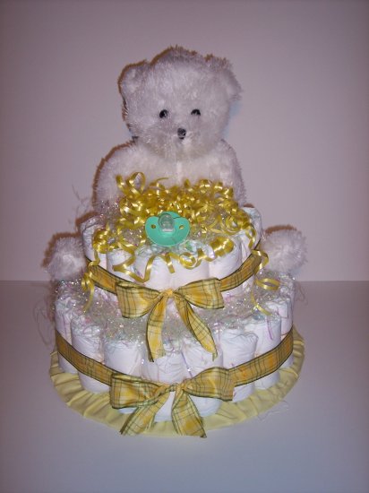 2 Tier Bear Baby Shower Diaper Cake Centerpiece UNISEX