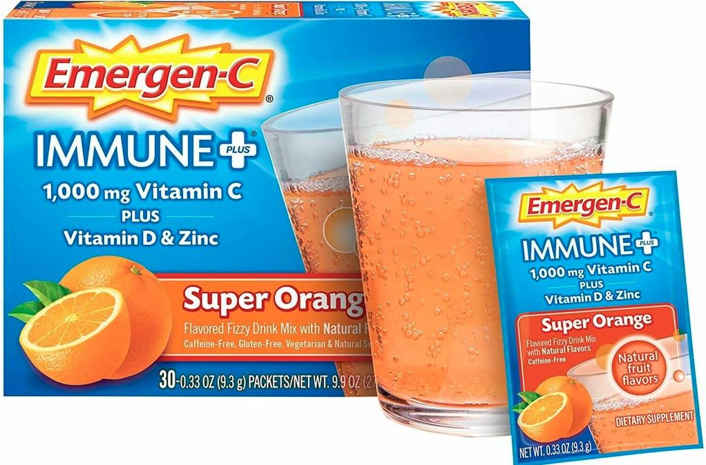 Emergen C Immune Plus Super Orange Vitamin C D Zinc 30 Packet Emergency