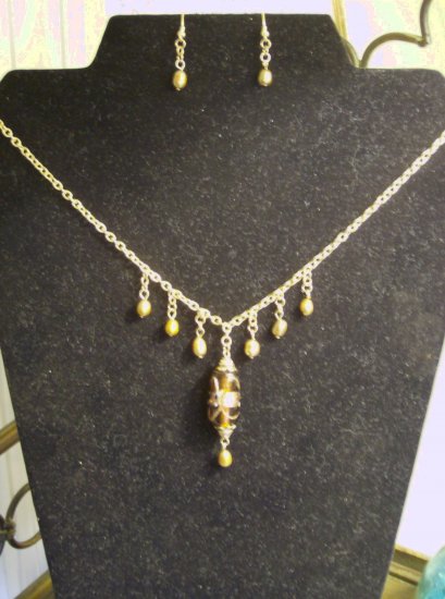 Gold Pearl and Glass pendant