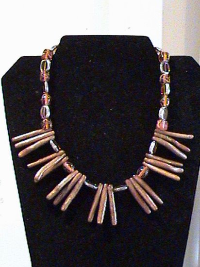 Gold Tube Coral Necklace
