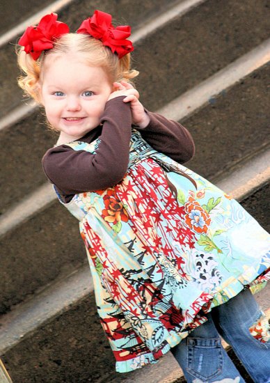 Asian Spice Dress and ruffle jeans set