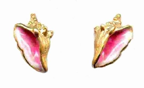 Enamel 14 kt Gold Conch Post Earrings