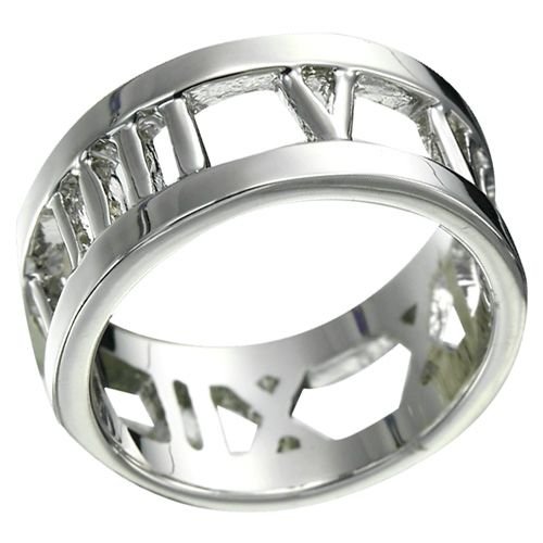 Rhodium Plated Roman Numerals Ring NEW UNIQUE