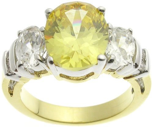 18K Gold Plated Brass Yellow Topaz Ring