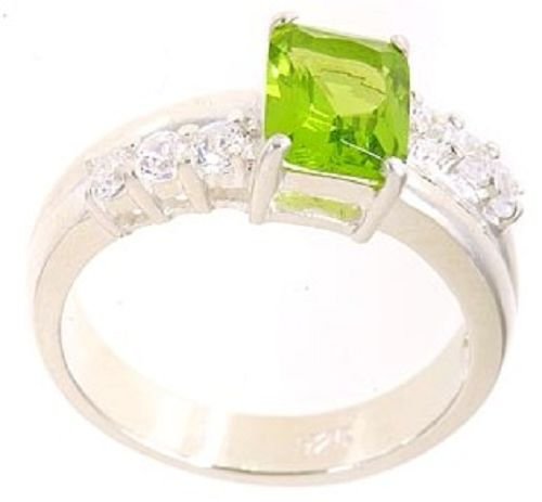 18K Gold Plated .925 Sterling Silver Peridot CZ Ring