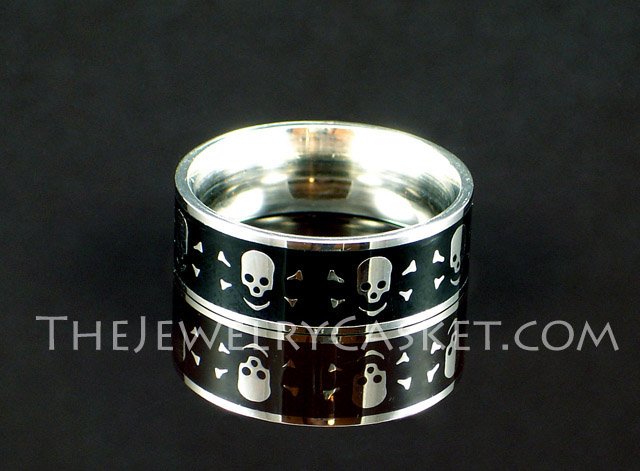 Grinning Skull Steel Ring ~ Sizes 9 - 12