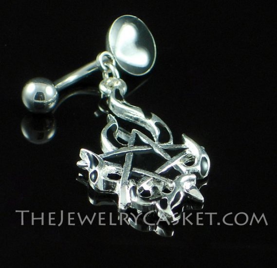 Reverse-Style Flaming Pentagram Navel Jewelry