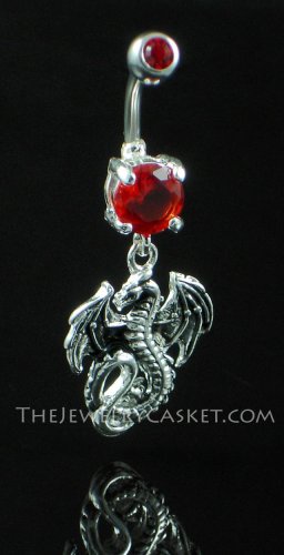Dragon Charm Ruby Crystal Navel Jewelry