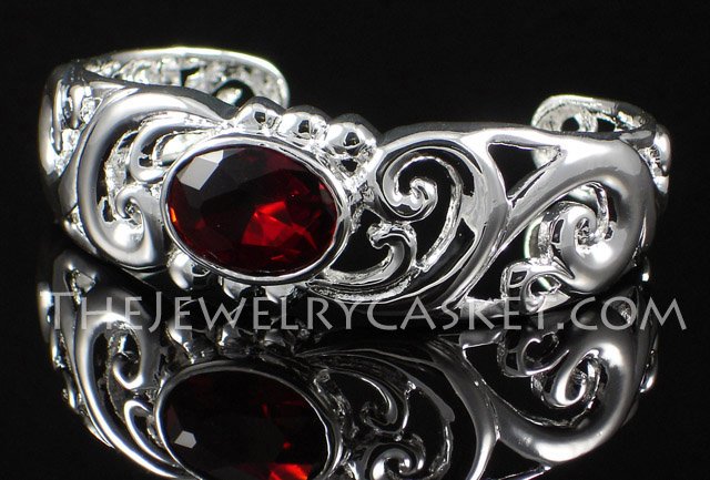 Scrollwork with Red CZ Bangle
