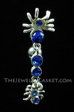 Reverse-Style Cobalt Crystal Spiders Navel Jewelry