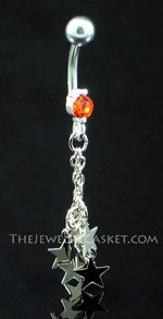 7 Stars ~ Pumpkin Crystal Belly Ring