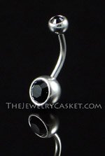 Banana Barbell with Double Jet Crystals