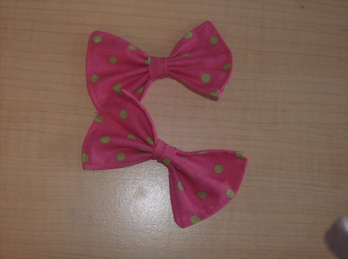 Pink Polka Dot Bows (PAIR)