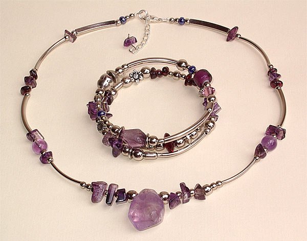 Amethyst Necklace and Bracelet - Peru
