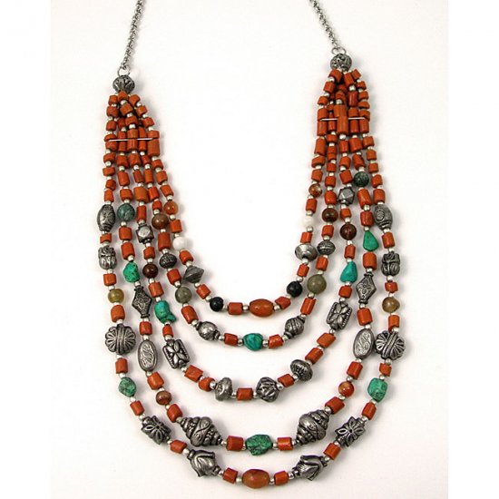 Coral and Turquoise Necklace - India