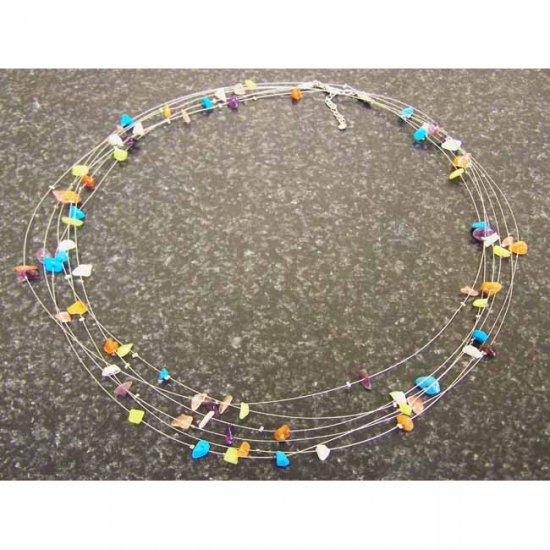 Silver Wire and Multi-Stone Necklace - Brazil