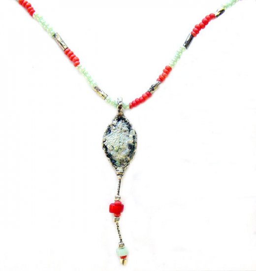 Coral and Roman Glass Necklace - Israel