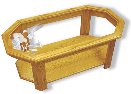 Etched Glass - Hummingbird - Solid Oak Coffee Table - Octagon