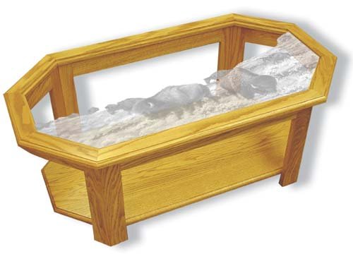 Etched Glass - Buffalo - Solid Oak Coffee Table - Octagon