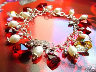 #CRCH18=HEARTS n PEARLS Garnet 925 SS SGD$45