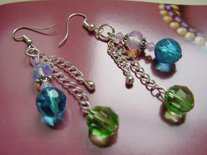 #CD209 = BLUE n GREEN Crystal Earrings