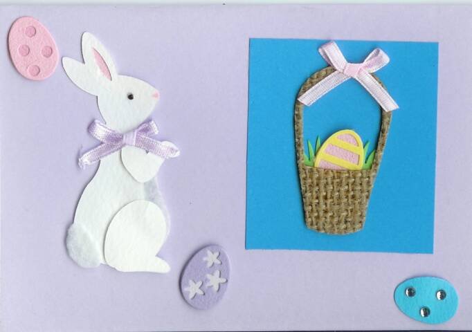 Easter Bunny, Eggs & a Basket Card