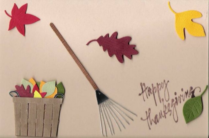 Raking Leaves Thanksgiving Card