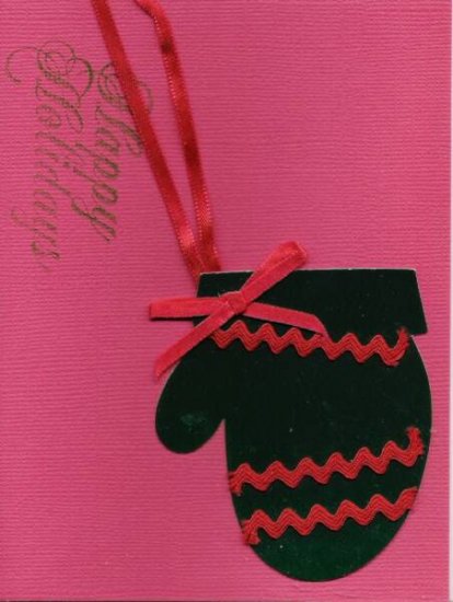 Happy Holidays Winter Mitten Card-Red