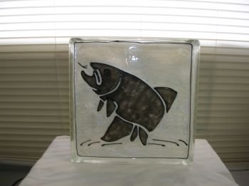 Hand Painted Fish Glass Block Night Light