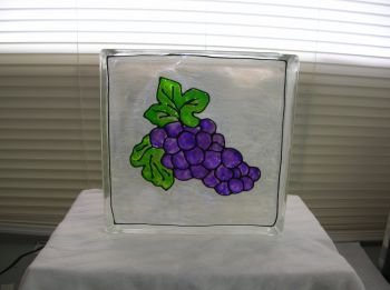 Hand Painted Grapes Glass Block Night Light