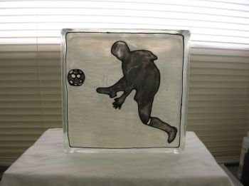 Hand Painted Soccer Player Glass Block Night Light