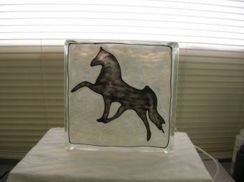 Hand Painted Horse Glass Block Night Light