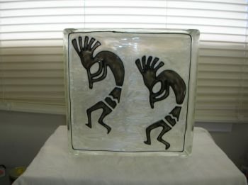 Hand Painted Koli Glass Block Night Light