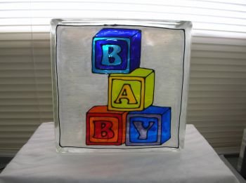 Hand Painted Baby Glass Block Night Light