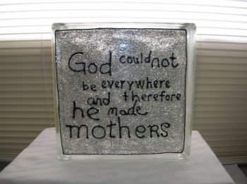 Hand Painted Mothers Glass Block Light