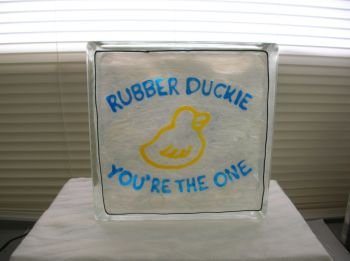 Hand Painted Rubber Duckie Glass Block Light