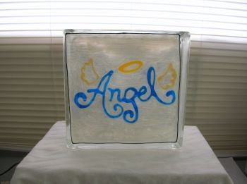 Hand Painted Angel Glass Block Light