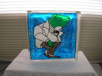 Hand Painted Butler Frog Glass Block Light