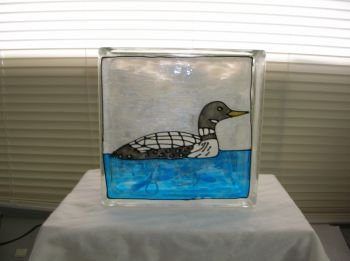 Hand Painted Loone Glass Block Light