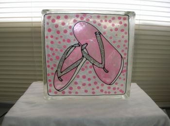 Hand Painted Flip Flops Glass Block Night Light