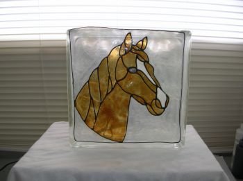 Hand Painted Horse Glass Block Light