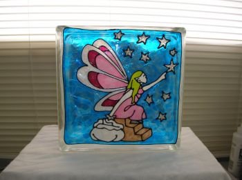 Hand Painted Fairy Glass Block Light