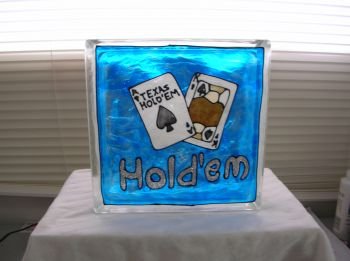Hand Painted Texas Hold'em Glass Block Light