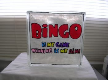 Hand Painted Bingo Glass Block Light