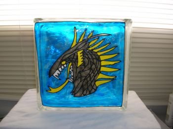 Hand Painted Dragon Head Glass Block Light