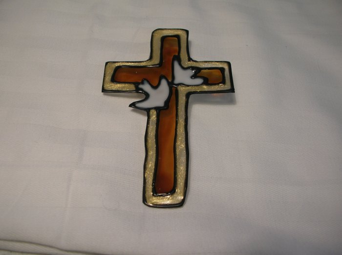 Cross with Doves Pop Bottle Suncatcher
