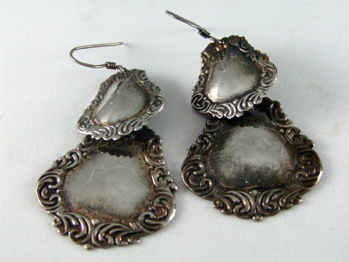 VINTAGE STYLE STERLING SILVER PIERCED DANGLEY EARRINGS