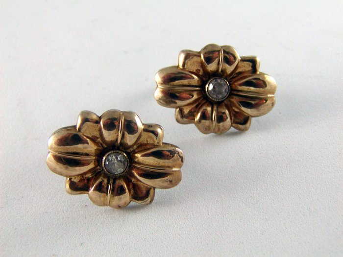 VINTAGE STERLING SILVER GOLD VERMEIL SCREW BACK EARRINGS