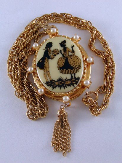 VINTAGE 1950'S 60'S LOCKET NECKLACE FRENCH STYLE