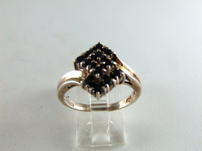 VINTAGE STYLE STERLING SILVER BLUE SAPPHIRE RING SZ 8 1/2